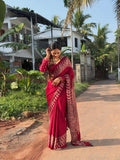 Gaji Silk Saree with Ajrakh Pallu and Printed Border