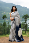 Premium Blue Ajrakh soft modal silk saree