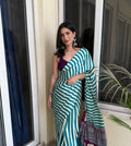 Premium Modal Silk Ajrakh Saree with Fancy Pallu and Matching Blouse