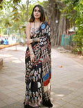 ✨ Semi Gajji Silk Saree with Digital Print Border & Ajrakh Rich Pallu ✨