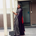 Red Bindi Ajrakh Printed Saree