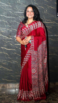 Gaji Silk Saree with Ajrakh Pallu and Printed Border