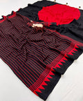 EXCLUSIVE BLACK RED STRIPE AJRAKH SAREE