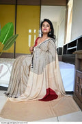 EXCLUSIVE BLACK BEIGE STRIPE AJRAKH SAREE
