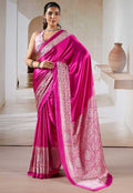 PREMIUM  PINK AJRAKH SAREE