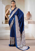 PREMIUM  BLUE AJRAKH SAREE