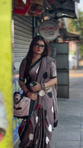 Premium GREY Ajrakh soft modal silk saree