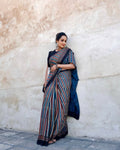Traditional Semi Gaji Silk Saree with Ajrakh Pallu and Printed Border