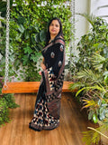 Premium Modal Silk Ajrakh Saree with Fancy Pallu and Matching Blouse