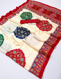 Kasubo Semi Gaji AJRrakh Gajji Bandhej  Pure Gajji Soft Silk Saree
