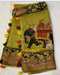 Elegant Kalamkari Digital Printed Linen Saree with Blouse – Stylish & Timeless